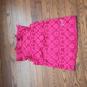 Hot Pink Lace Eyelet Cap Sleeve Top J Crew XS